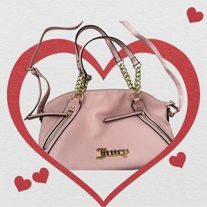 Juicy Couture Pink Logo Tote Crossbody Outside Zipper Pocket Inside